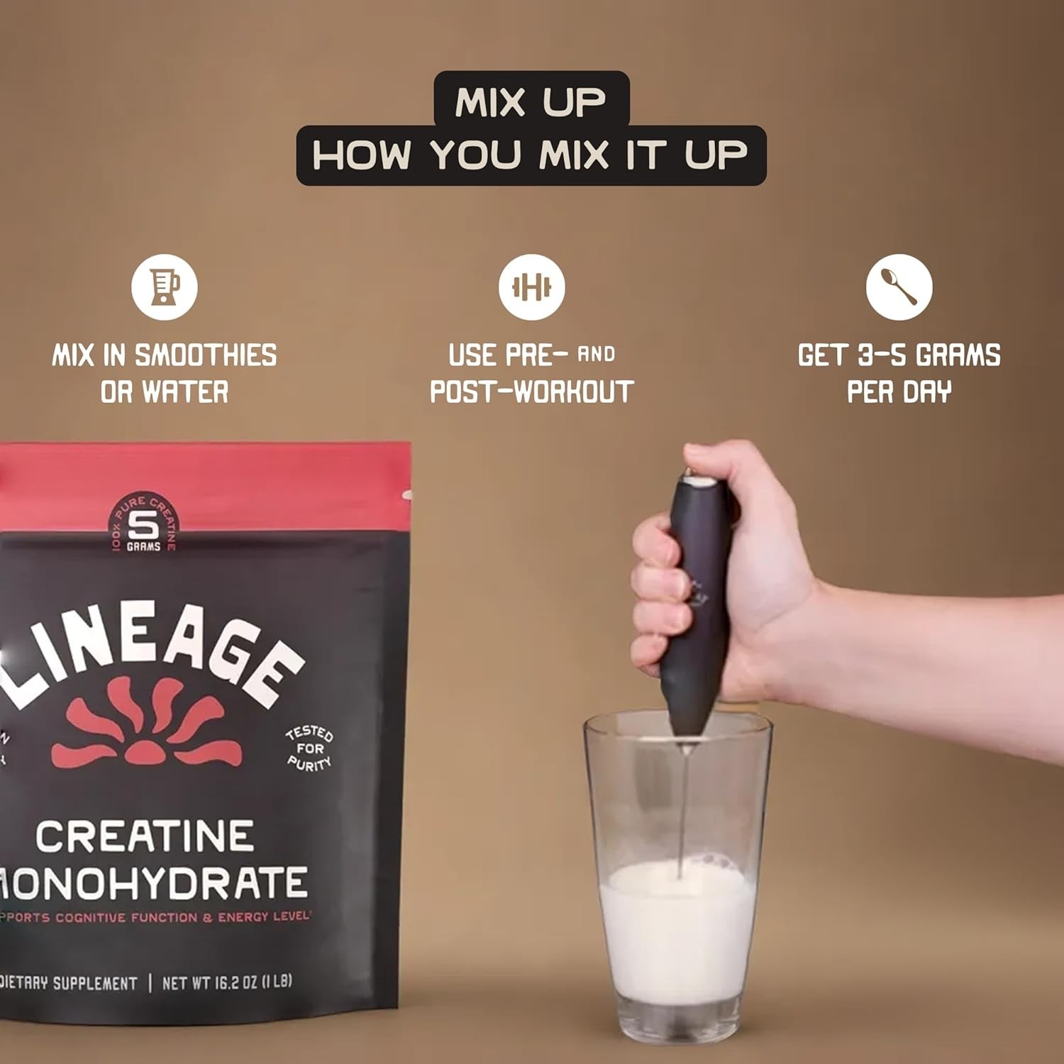 Lineage Provisions Creatine Monohydrate Powder Micronized Clean 90 Servings