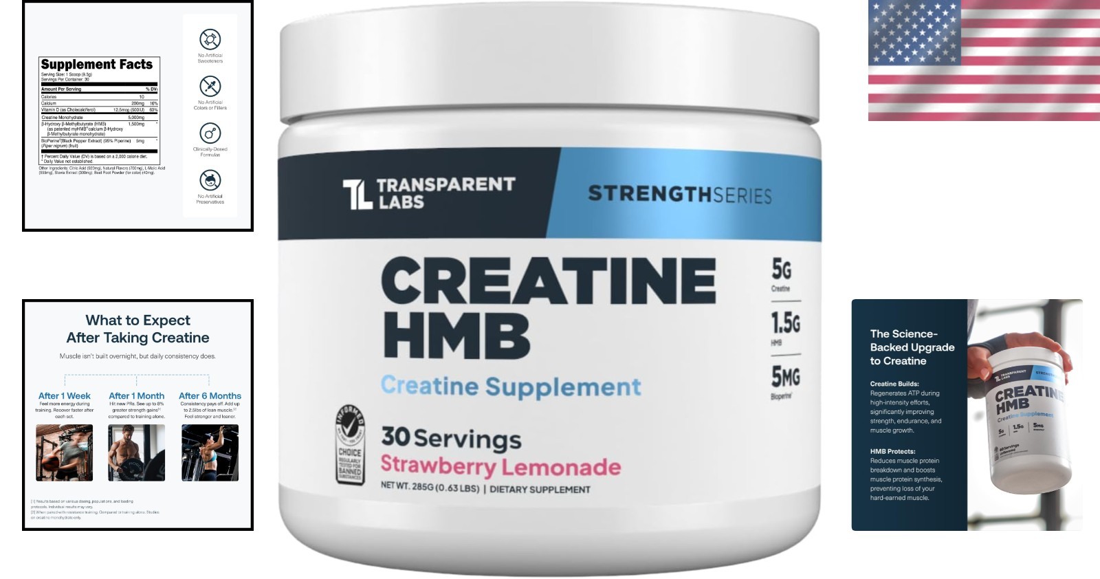 Creatine HMB Powder – 30 Servings Strawberry Lemonade for Peak Muscle Growth