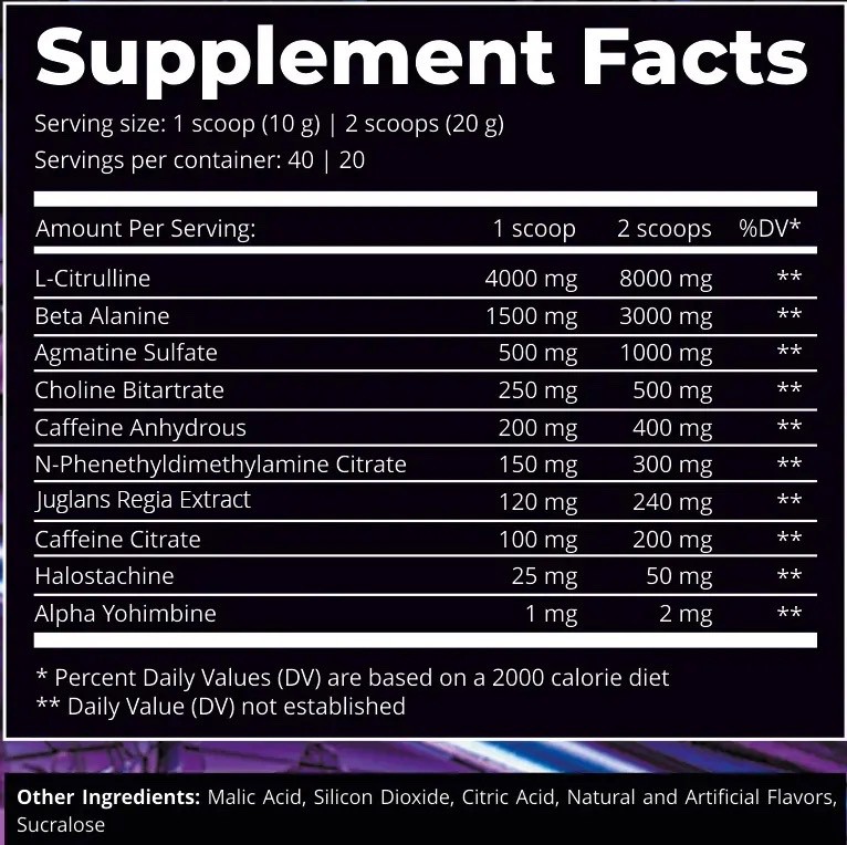 DARK LABS Purple High Stim Pre-Workout (2025) Version ￼