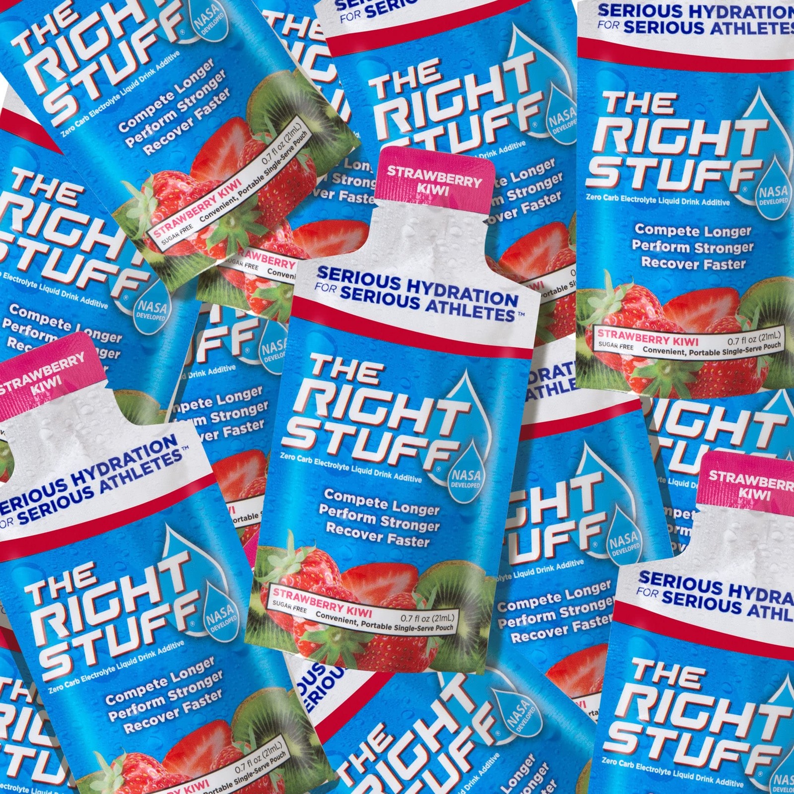 The Right Stuff Electrolyte Drink Concentrate – 10 Pouch – Strawberry Kiwi