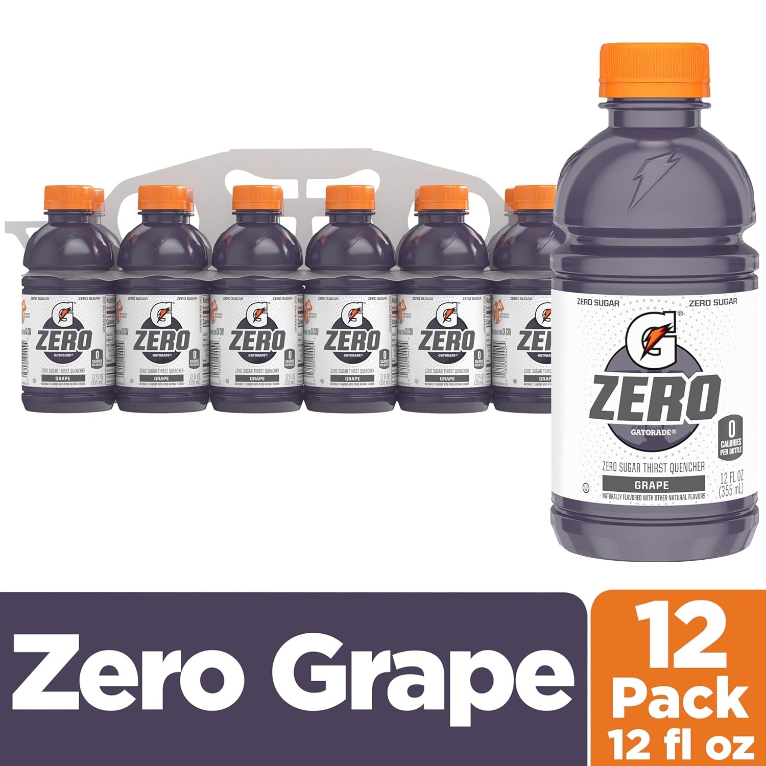 Gatorade Thirst Quencher Zero Sugar Sports Drink, 12 Fl Oz (Pack of 12)