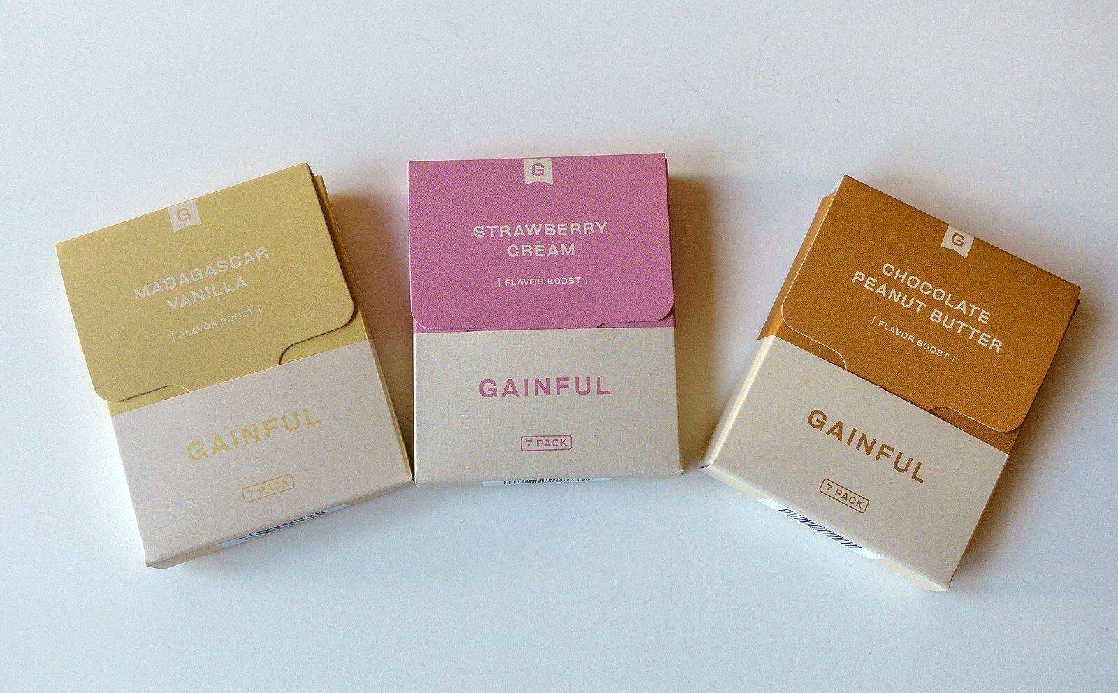 Gainful Variety Flavor Boost 3 Boxes Vanilla + Strawberry +Chocolate 7 Pack Each