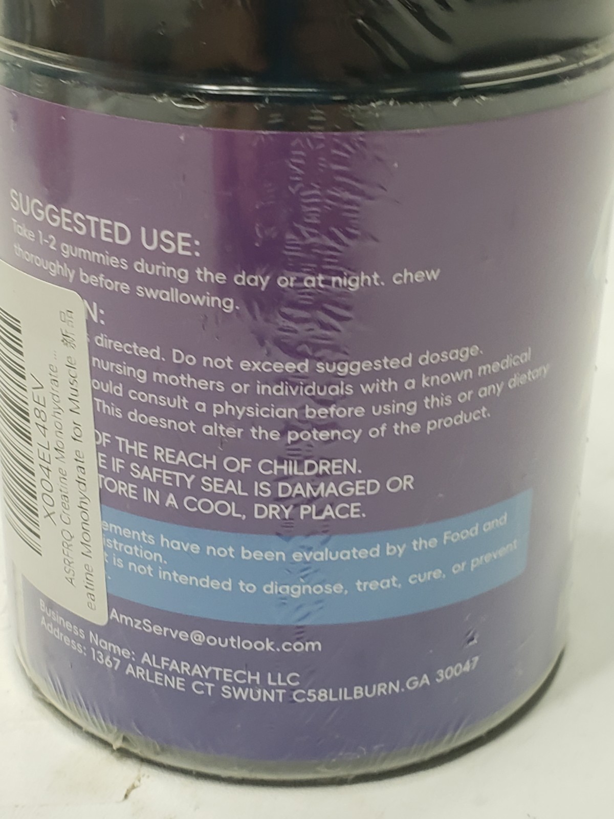 ASRFRQ Creatine Monohydrate Gummies 7200mg Blueberry Sealed Exp 10/09/2026