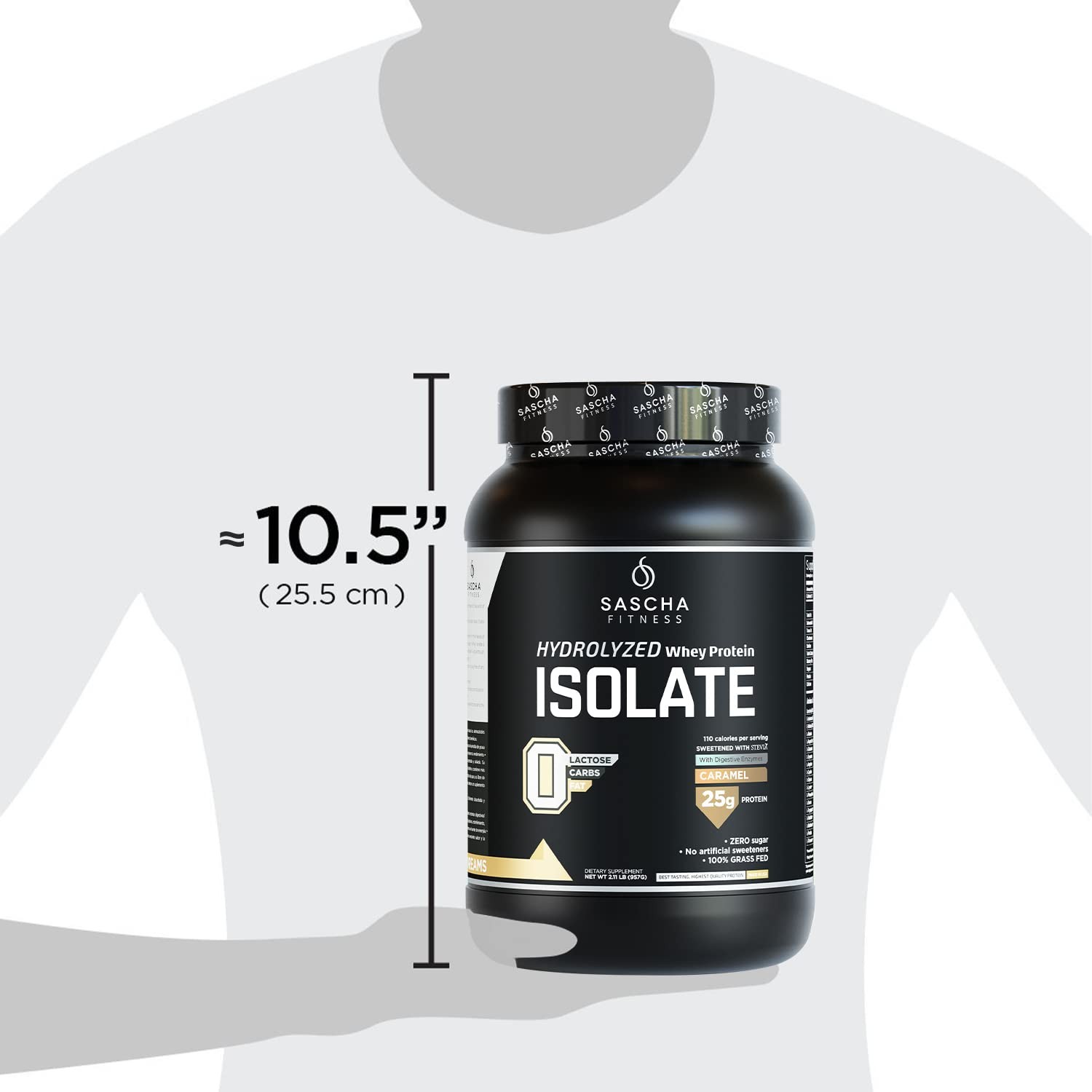 SASCHA FITNESS Hydrolyzed Whey Protein Isolate100% Grass-Fed 2.11 Pounds Cara…