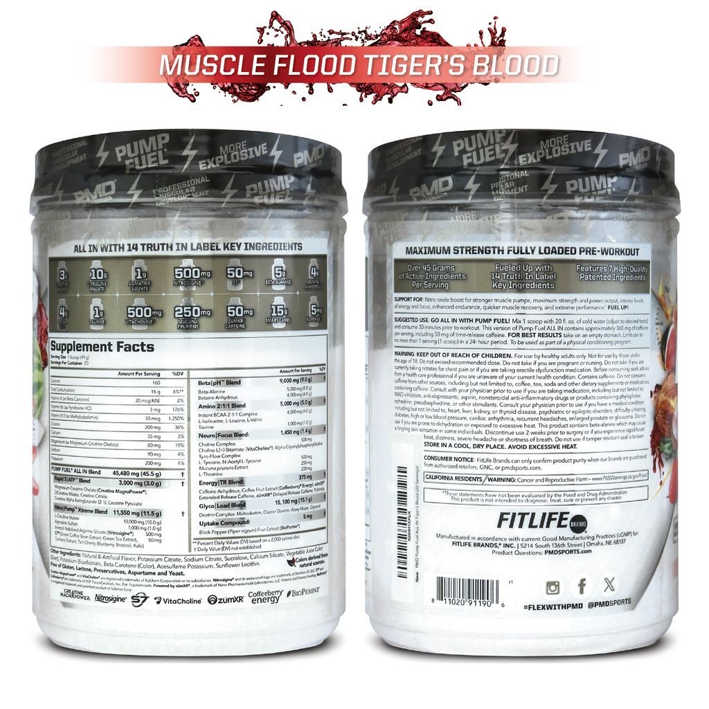 Pump Fuel ALL IN Insanity Ultimate Muscle Pump Supplement & Pre Workout Powder