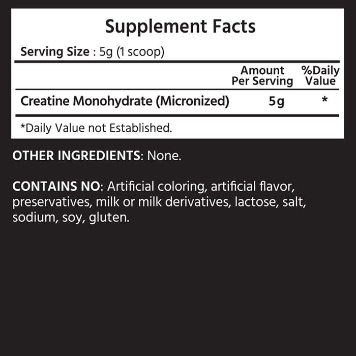Micronized Creatine Monohydrate 200 Mesh Powder 500g (17.9oz), 100 Serving, Pure