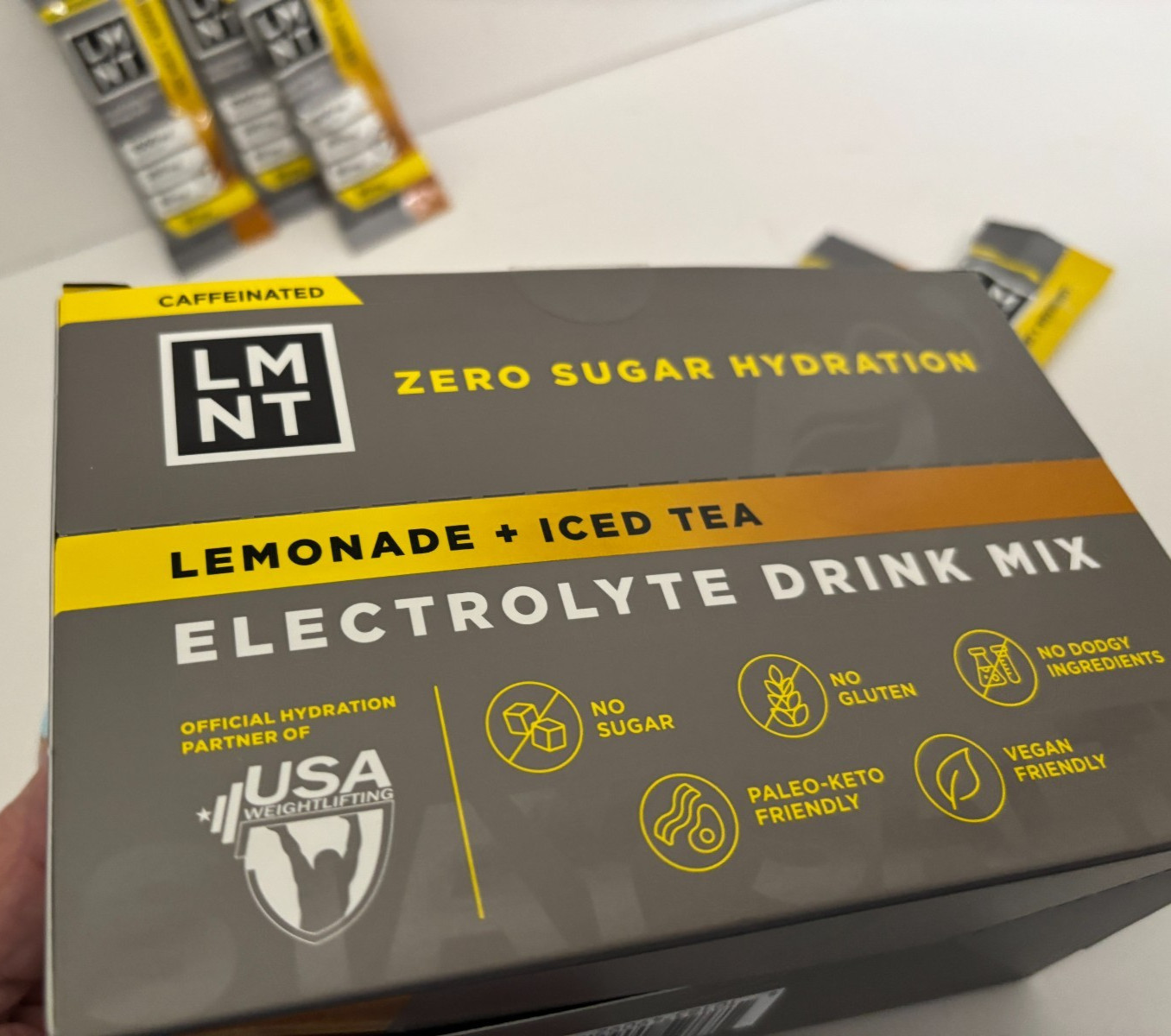 BUY 3-12 LMNT ELECTROLYTE Lemonade ICED TEA Salt HOT/COLD Hydration Drink Packet
