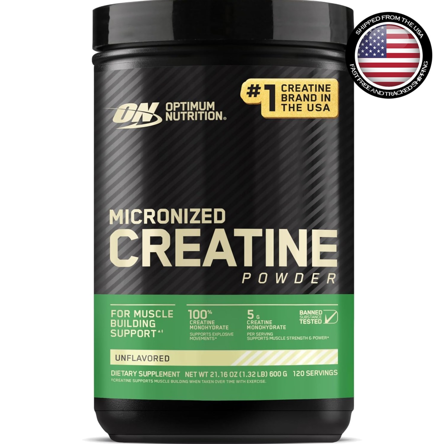 Banned Substance Tested Creatine Powder – 120 Servings, Gluten Free Formula