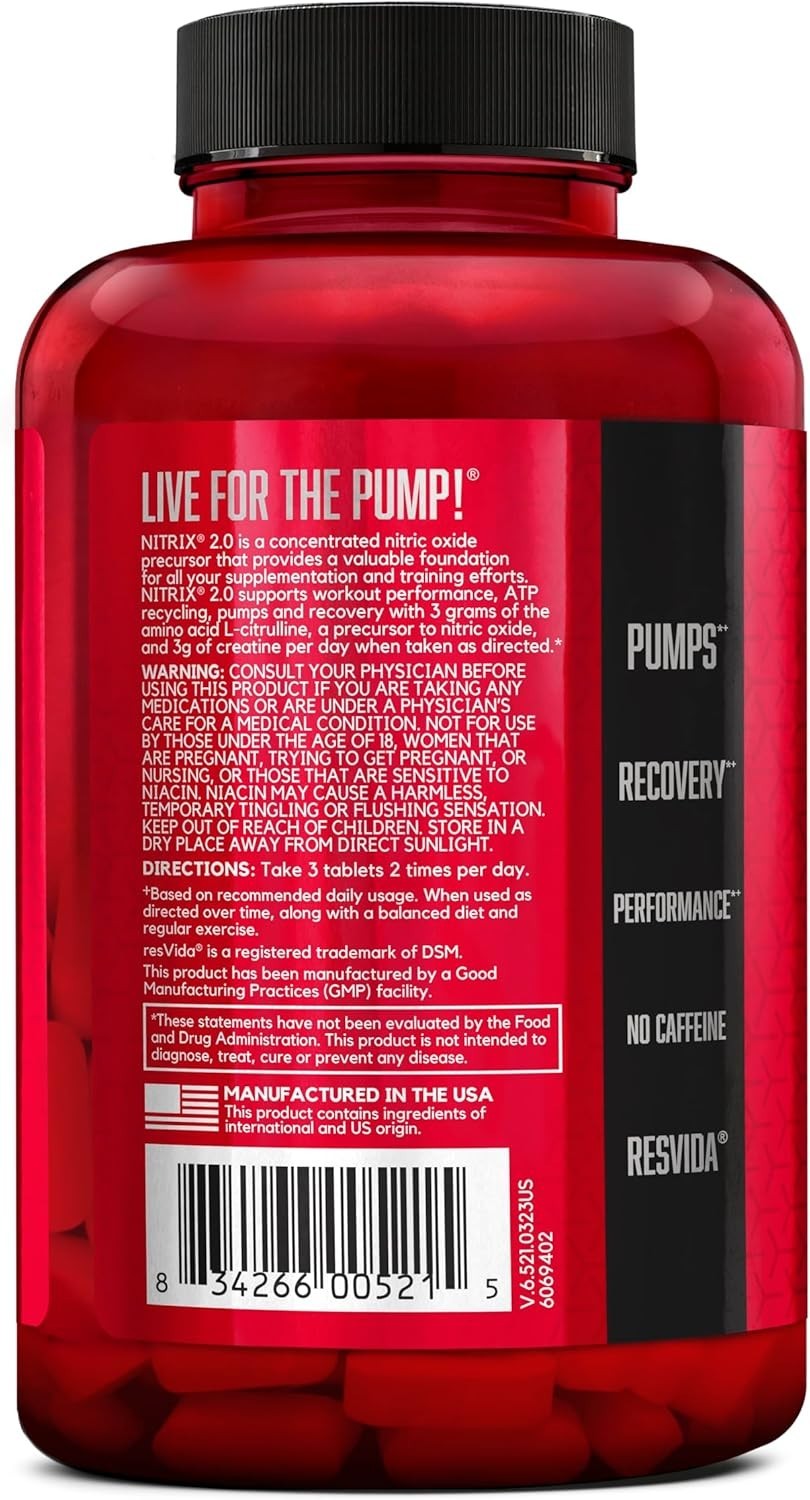 NITRIX 2.0, Workout Supplement, Nitric Oxide Precursors, 3g Creatine, 3g L Ci…