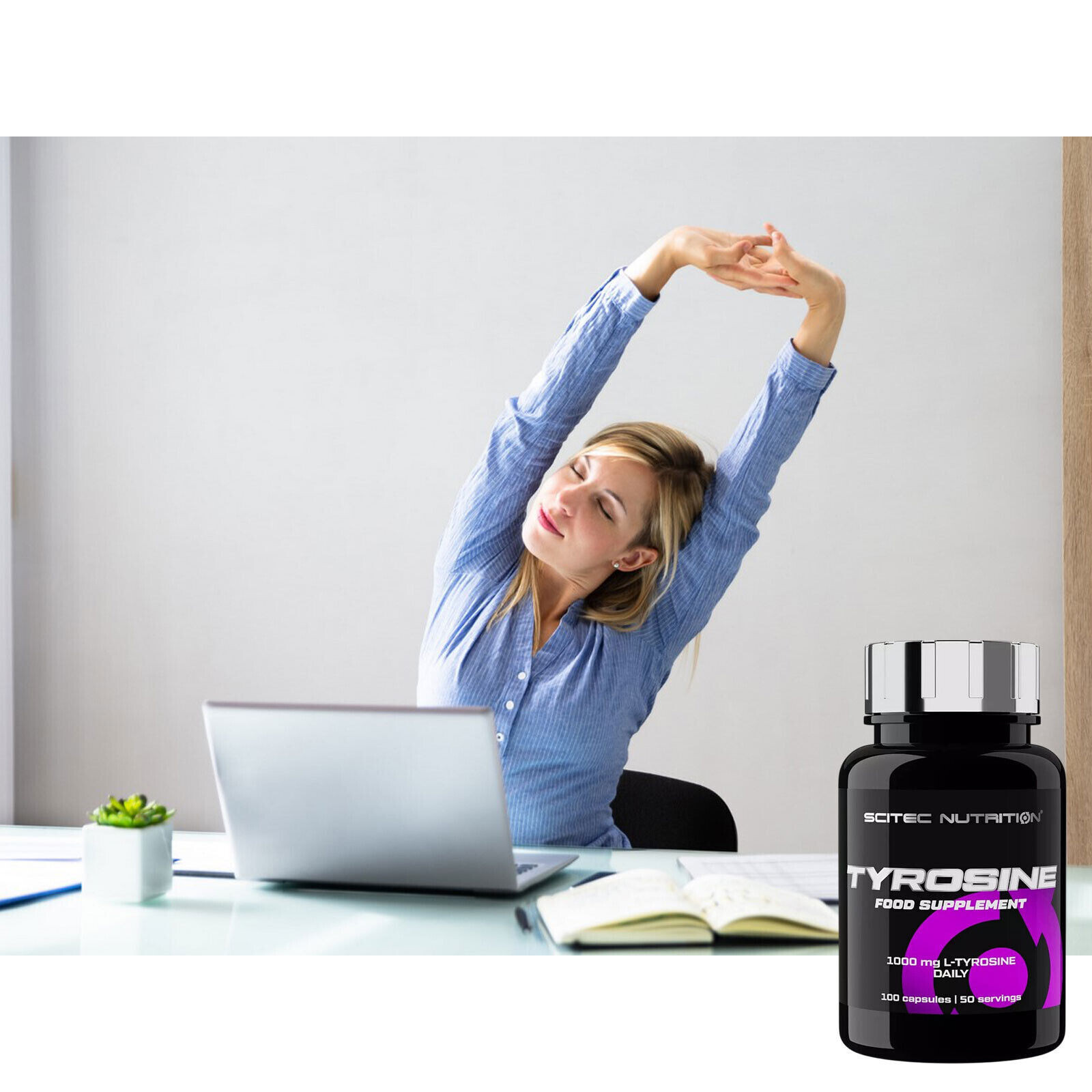 Tyrosine 100-200 Caps. Neurotransmitter Energy Chronic Fatigue Focus Supplement
