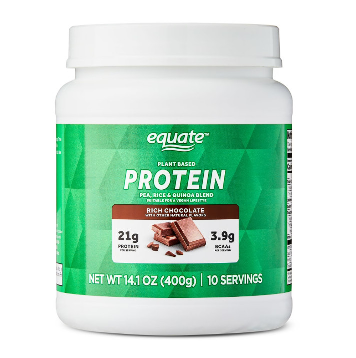 3 Pack Equate Plant-Based Protein Powder Supplement, Rich Chocolate, 14.1 oz Pk