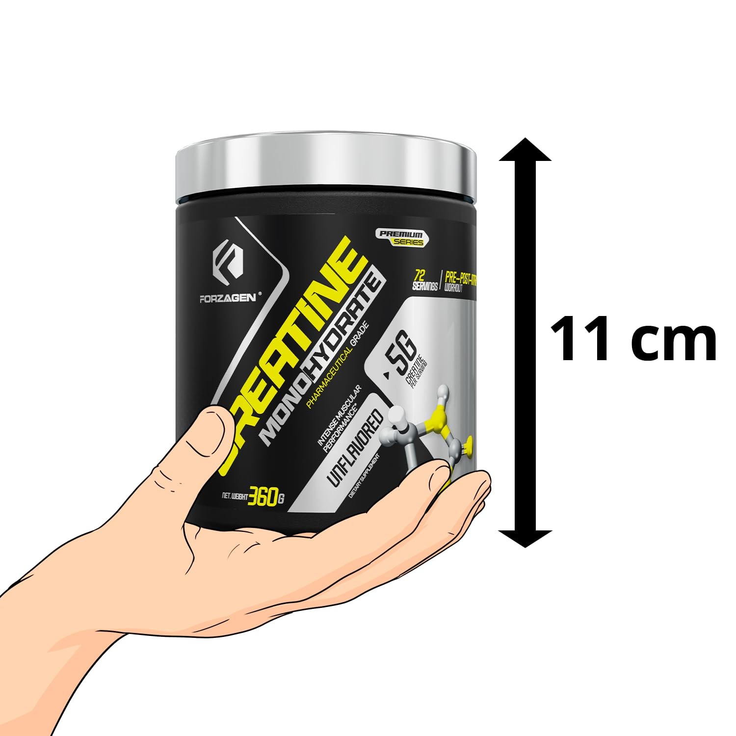 Forzagen Creatine Monohydrate Powder Unflavored, 12.7 Ounce (Pack of 1)
