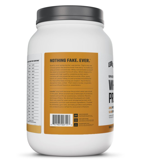 Levels Grass Fed Whey Protein Vanilla Cinnamon 2lb 24g Protein