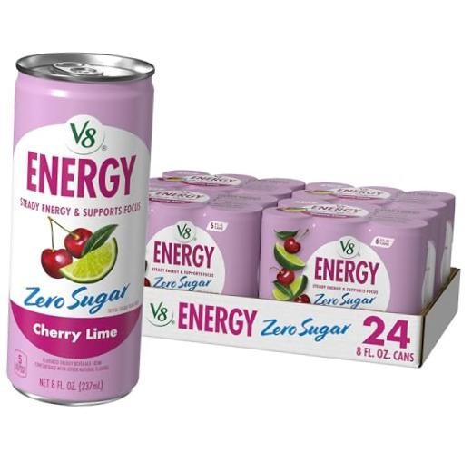 Energy Energy Drink 8 fl. oz. Can Pack of 24 (8 Fl Oz) Zero Sugar Cherry Lime