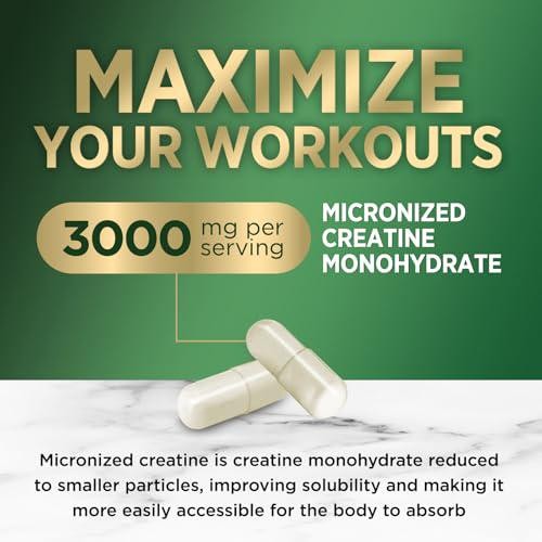 Creatine Monohydrate Capsules 3000mg Best Micronized Creatine Powder – Supports