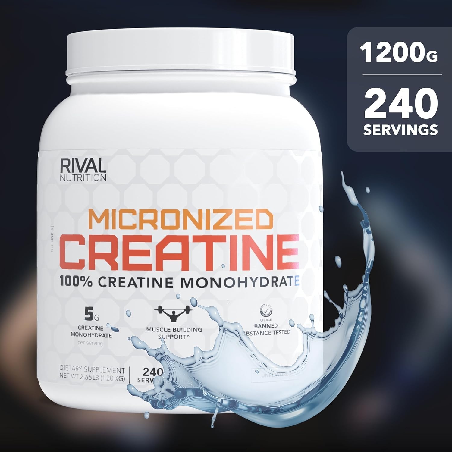 Unflavored Micronized Creatine Powder – 240 Servings for Athletic Performance
