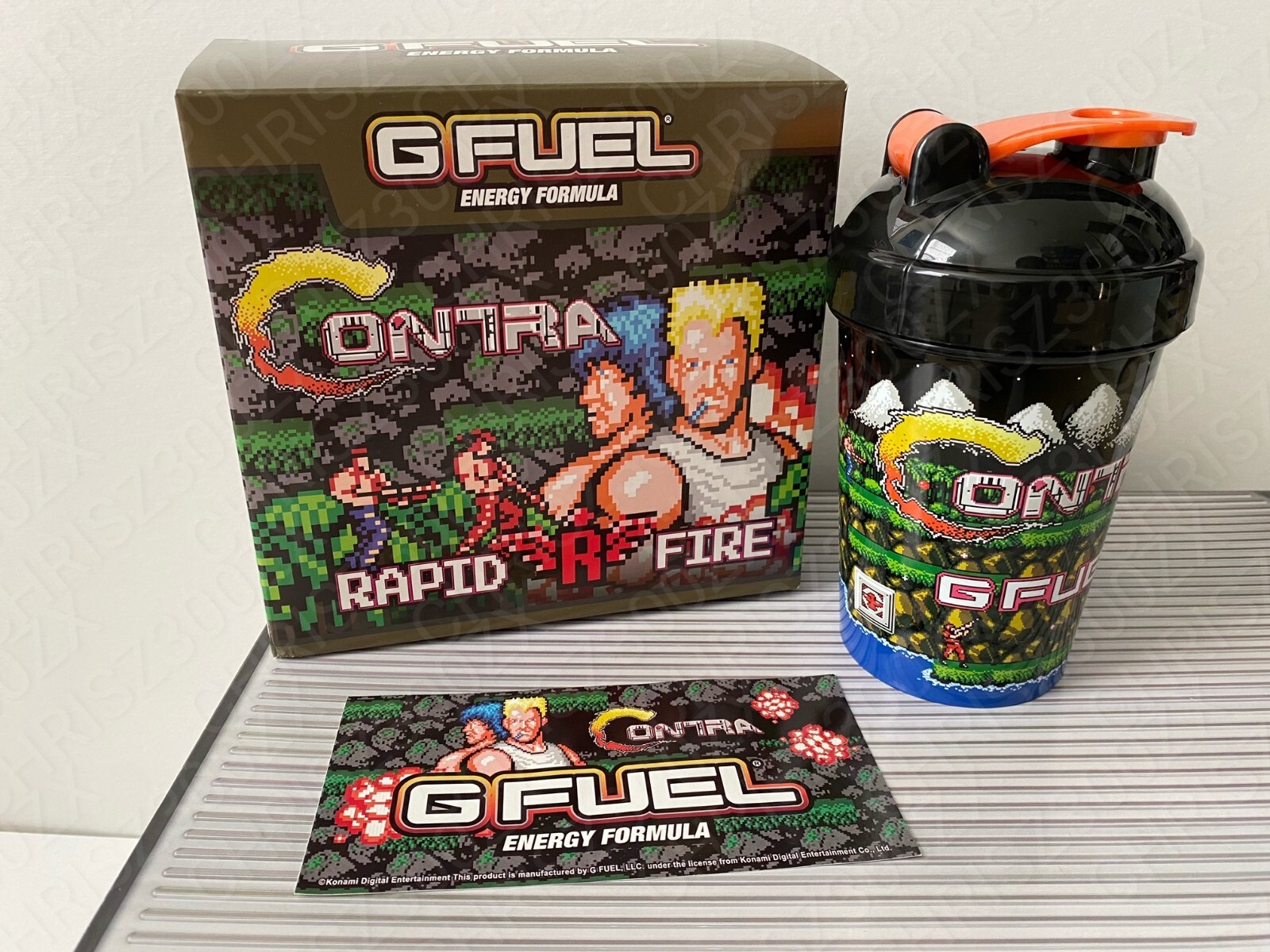 GFUEL Contra Rapid Fire Collector’s Box + Shaker Cup & Sticker ONLY G FUEL