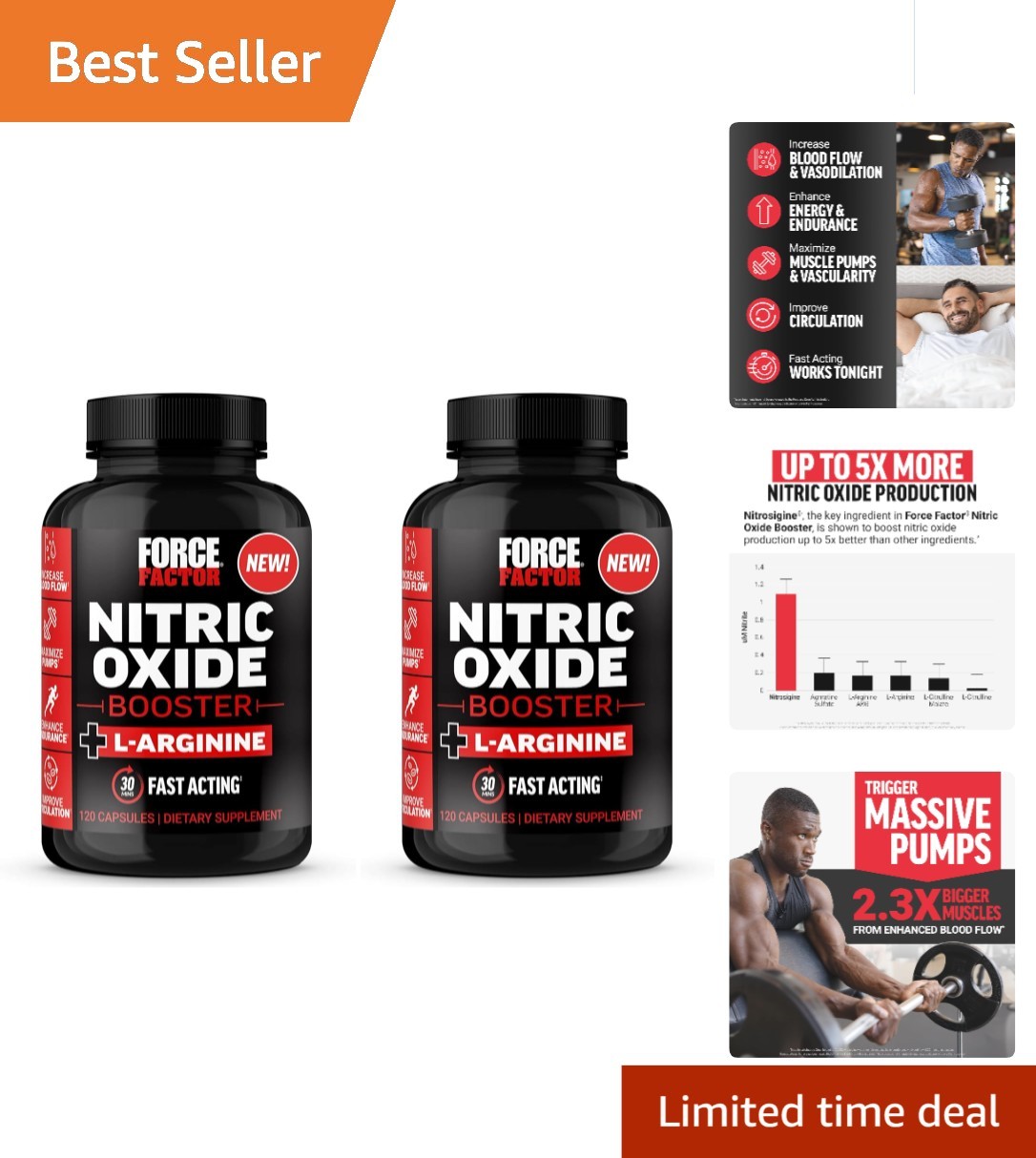 Ultimate Muscle Pump Formula – Nitro Booster with 120 L-Arginine Capsules x 2