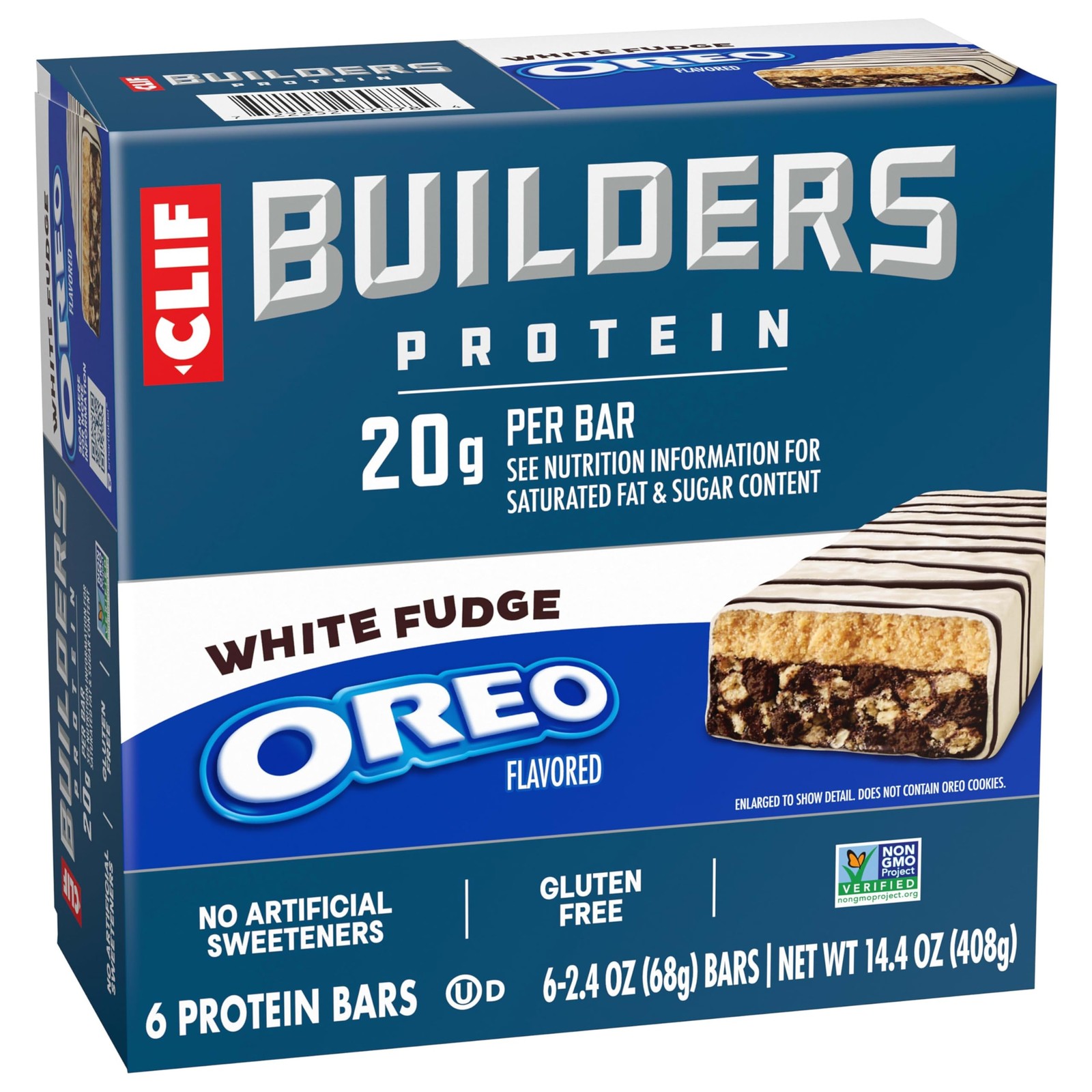 CLIF BUILDERS Protein Bars, White Fudge OREO-Flavored, 20g 5.25″ x 2.25″
