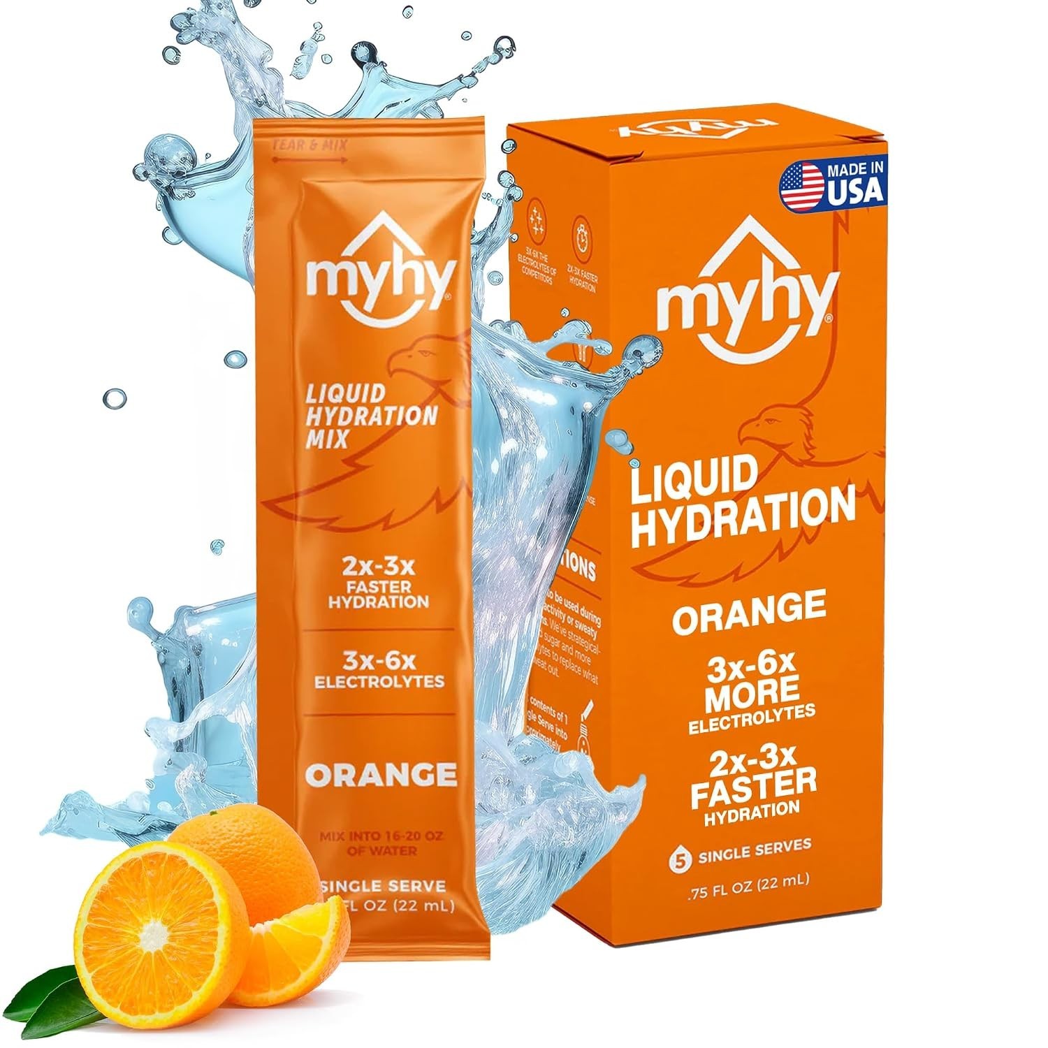 Daily Hydration Packets – 5 Count Orange Drink Mix for Fitness, Parties & Travel