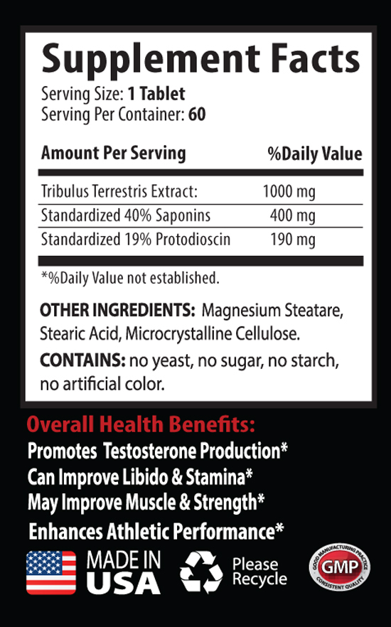 Testosterone booster for men TRIBULUS TERRESTRIS EXTRACT Muscle development 120