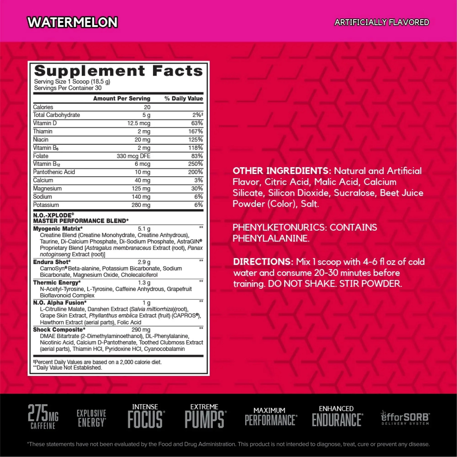 BSN N.O.-XPLODE Pre Workout Powder, Energy Supplement for Men and Women with Cre