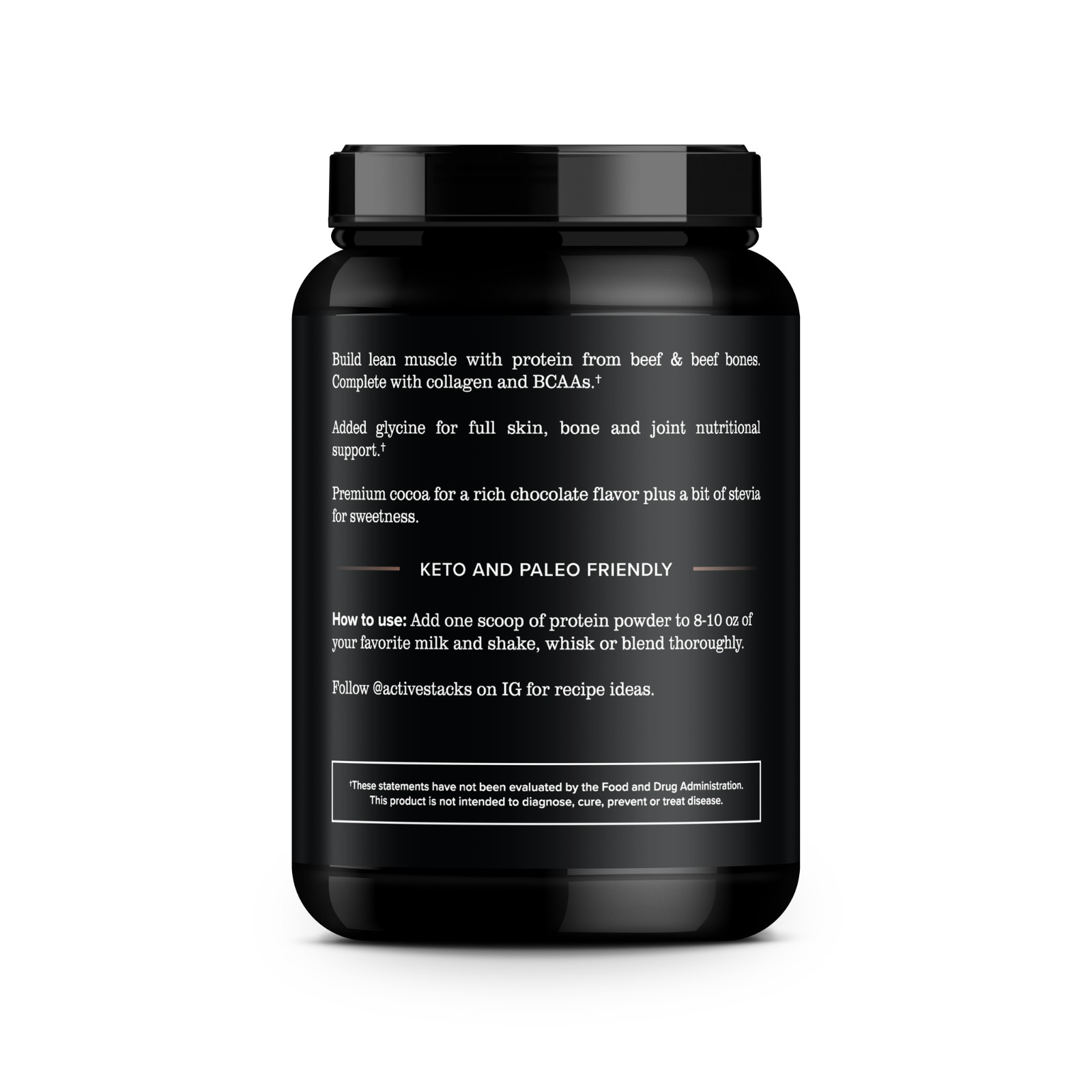 Active Stacks Beef Protein Isolate Powder, Chocolate 2lb