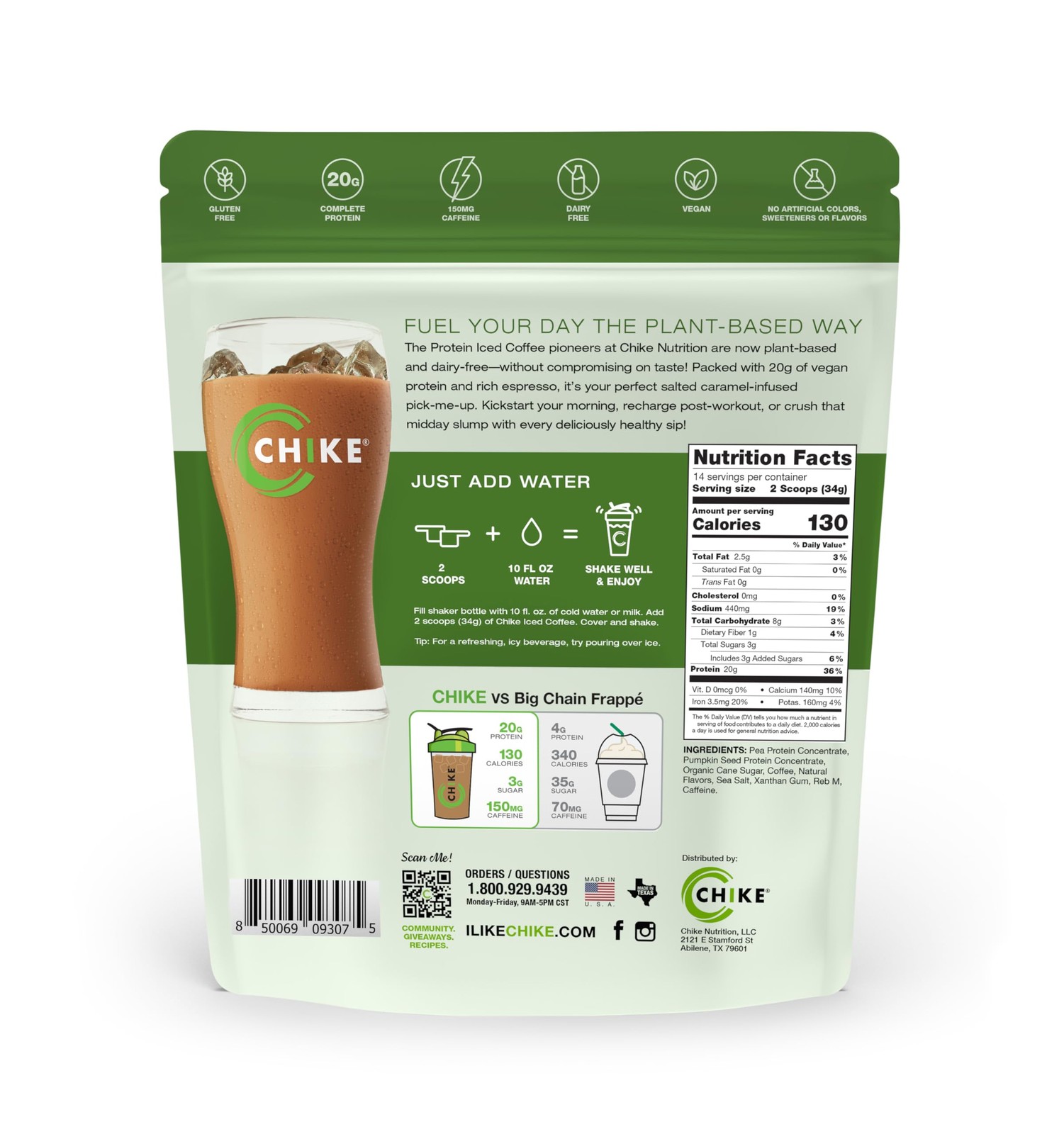CHIKE Salted Caramel Latte Protein Iced Coffee Plant Protein, 16.8 OZ