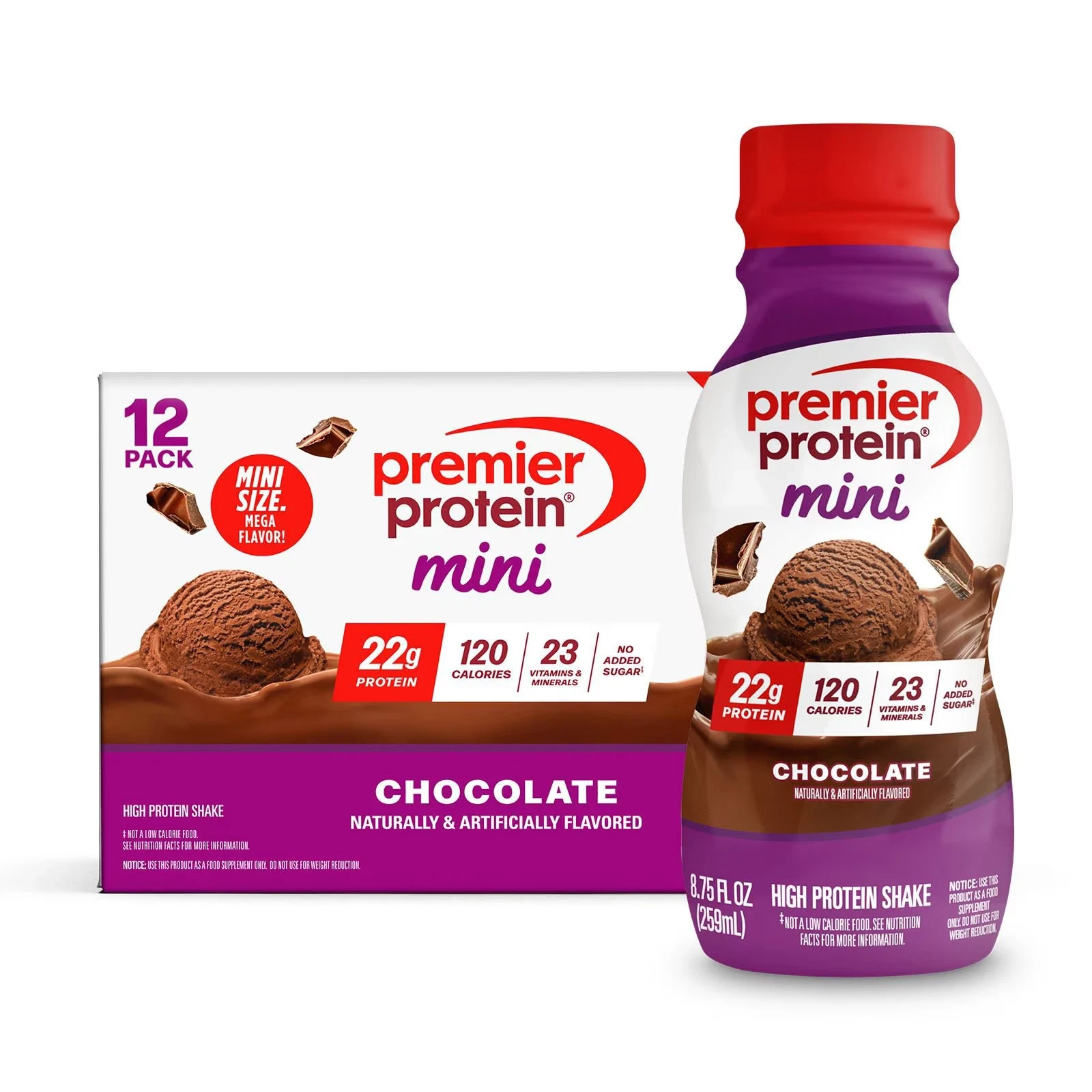 Premier Protein Mini Protein Shakes, Chocolate, 8.75 fl. oz., 12 pk.