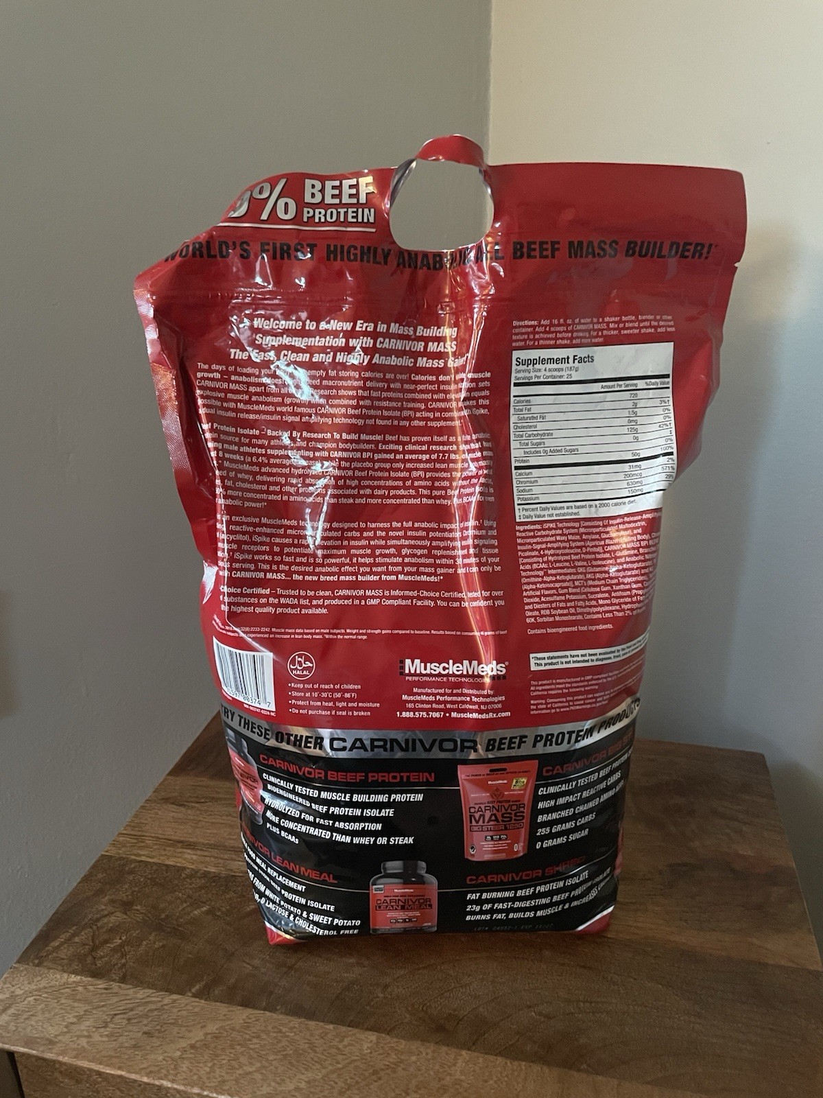 MuscleMeds Carnivor Mass Anabolic Beef Protein Gainer, Vanilla Caramel, 10 lb