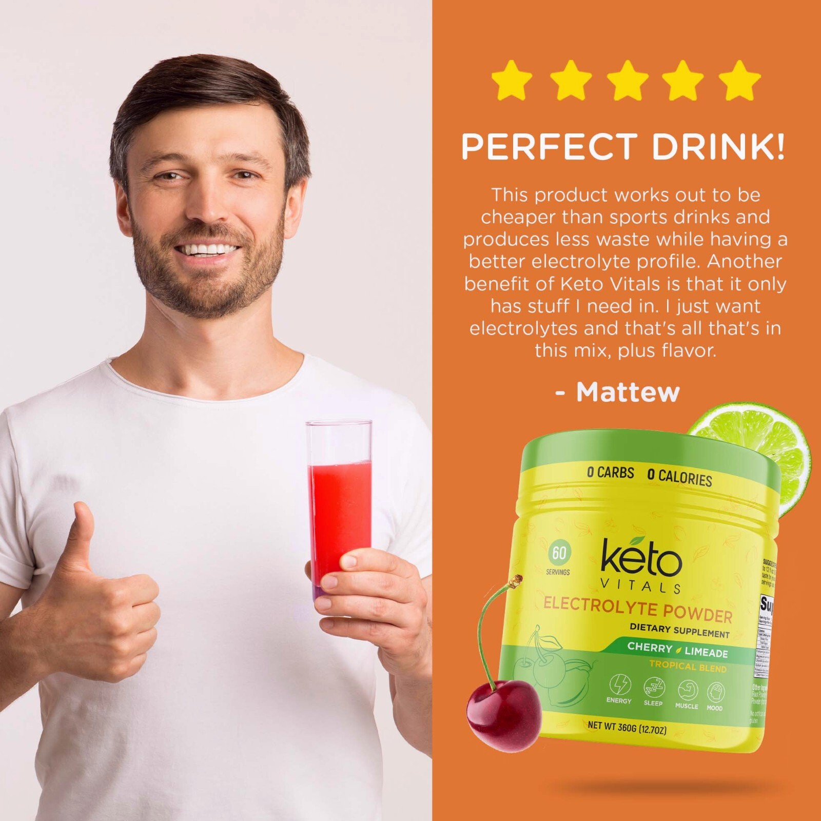 Keto Vitals Electrolyte Powder Cherry Limeade Energy Drink