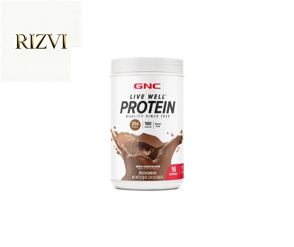 GNC Live Well Whey Protein Powder 25g Rich Chocolate, GF, No Sugar, 16 servings