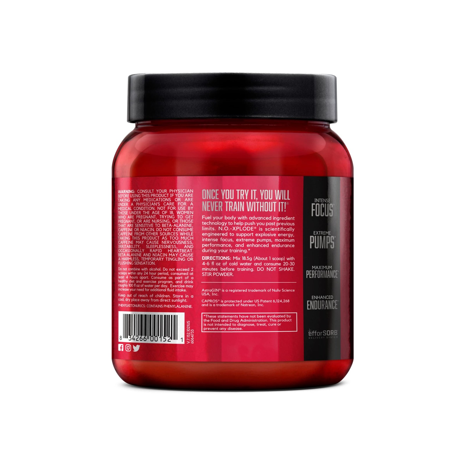 BSN N.O.-XPLODE Pre Workout Powder with Creatine Beta-Alanine Energy Fruit Punch