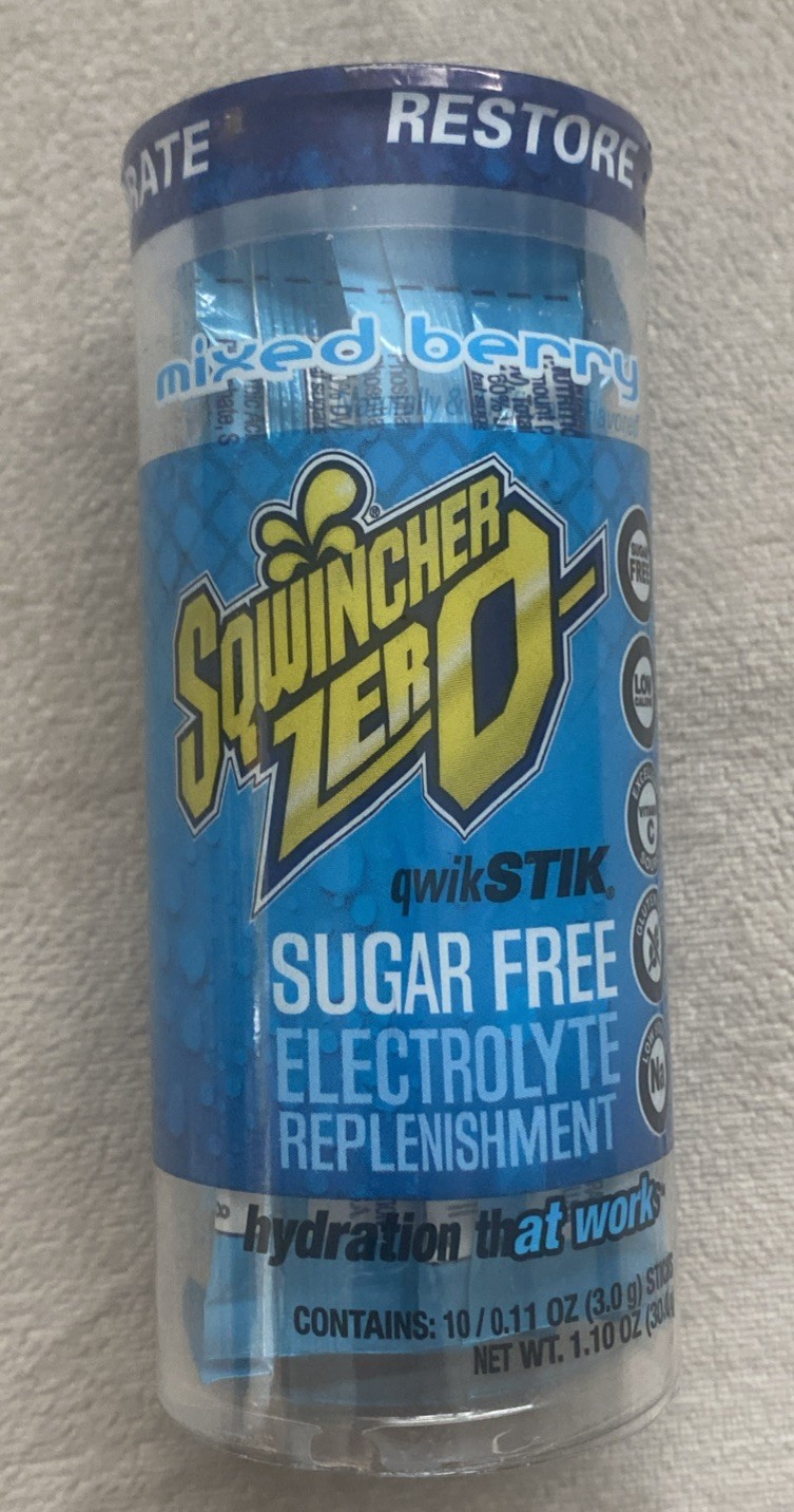 Sqwincher Zero Electrolyte Replenishment, Mixed Berry 10 Sticks 075880414148