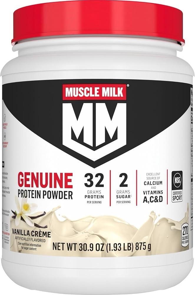 Muscle Milk Genuine Protein Powder, Vanilla Crème, 1.93 lb, 30.9oz BB 12/2026