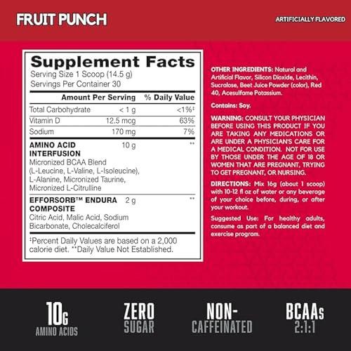 BSN Amino X Muscle Recovery and Endurance Powder with BCAAs, Intra Workout 10 of