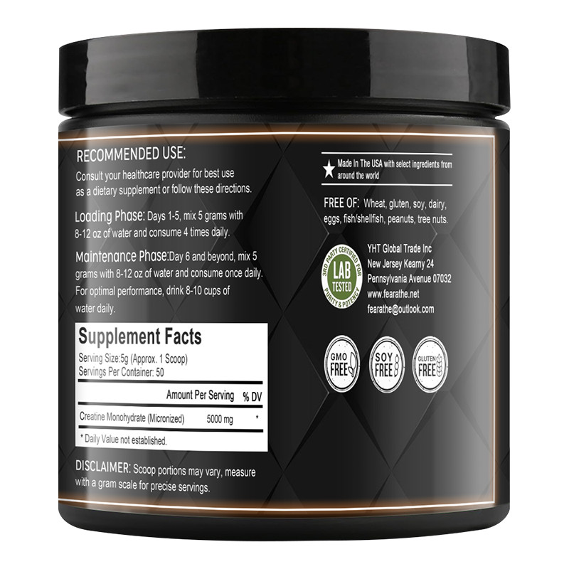 Creatine Monohydrate Powder Improve Endurance Athletic Performance 5g Per Servin