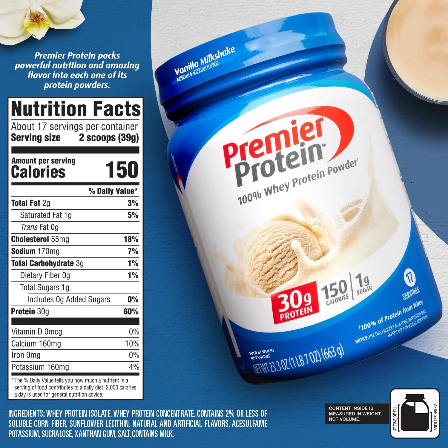 Powder, Vanilla Milkshake, 30G Protein, 1G Sugar, 100% Whey Protein, Keto Friend