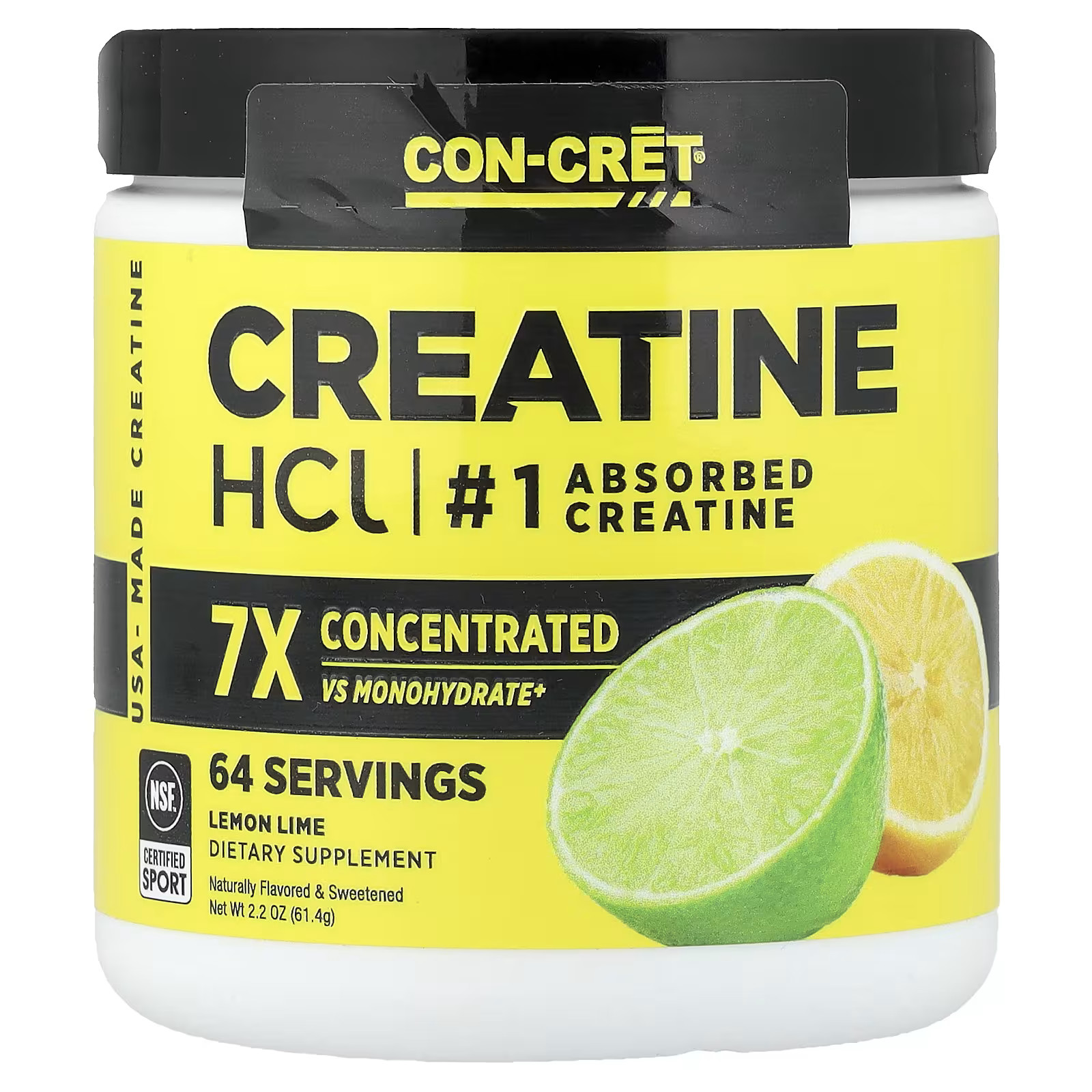 2 X Con-Cret, Patented Creatine HCl, Lemon-Lime, 62.4 g (2.2 oz)-worldwide