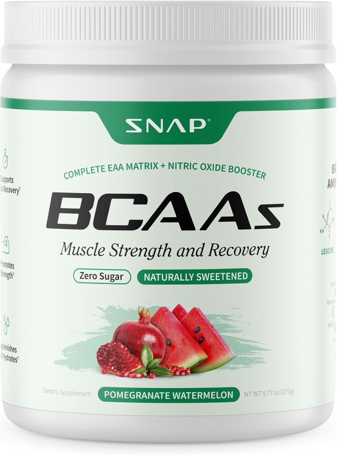 Snap Supplements BCAA Powder – 5g Vegan Branched Chain Amino Acids (2:1:1 Leucin