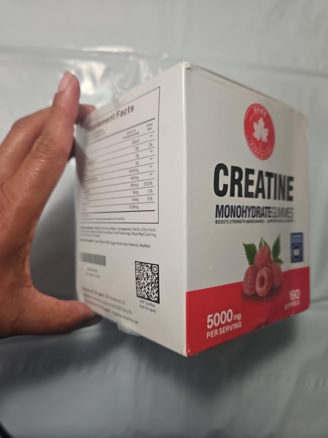 Gabe Funnybear Creatine Monohydrate Gummies 5000mg Raspberry 160 NSF GF