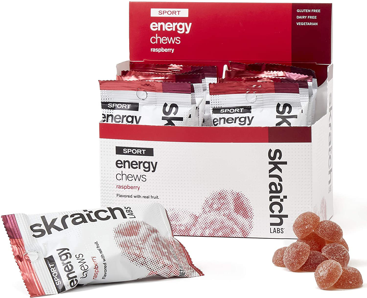 SKRATCH LABS Sport Energy Chews, Raspberry (10 Pack) – Developed for Athletes an