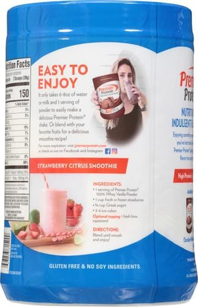Premier Protein 100% Whey Protein Powder, Vanilla Milkshake, 30g Protein, 23.3oz