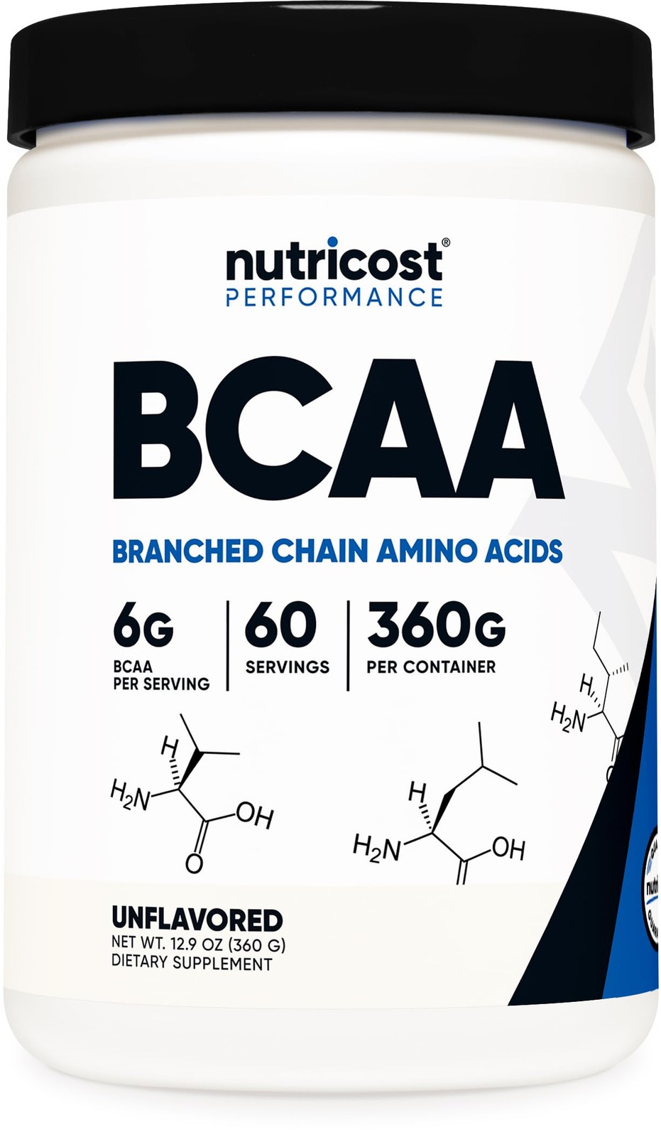 Nutricost BCAA Powder 2:1:1 (Unflavored, 60 Servings) 12.9 Ounce (Pack of 1)