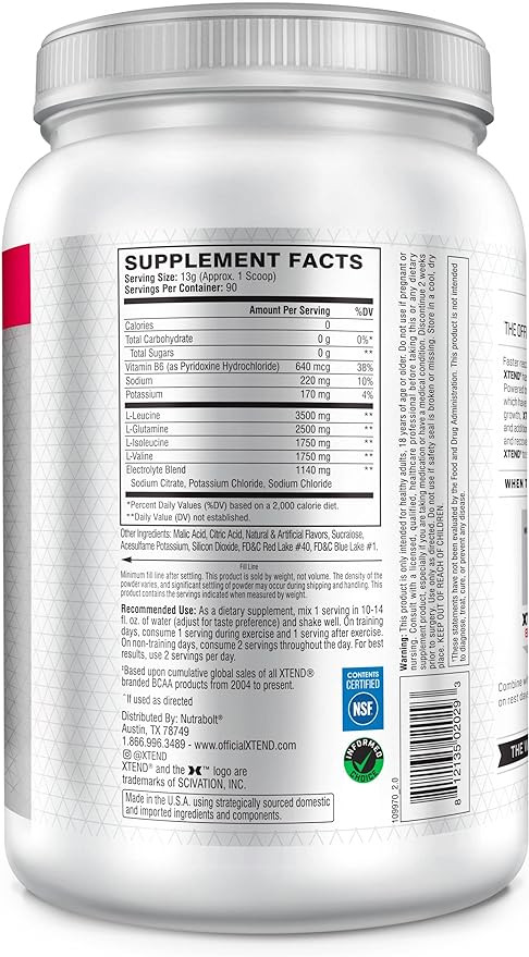 Scivation XTEND 7g BCAA’s Glutamine Citrulline Powder 90SRV KNOCKOUT FRUIT PUNCH