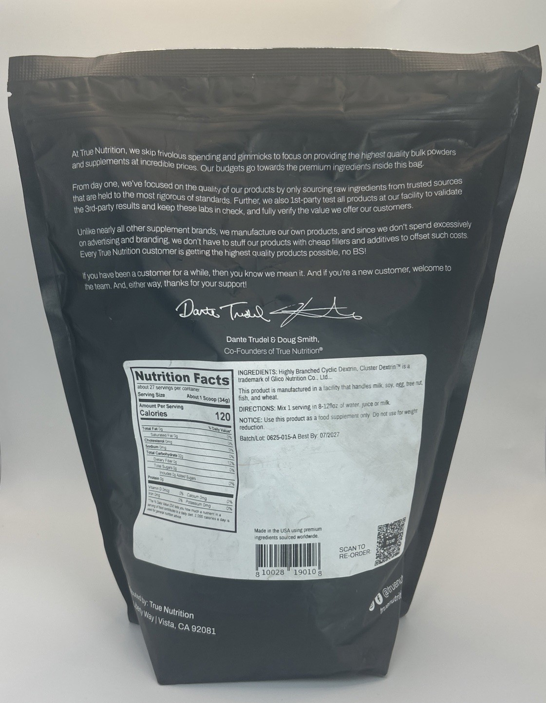 2 LbTrue Nutrition Highly Branched Cyclic Dextrin Carbohydrate Powder Exp 7/2027