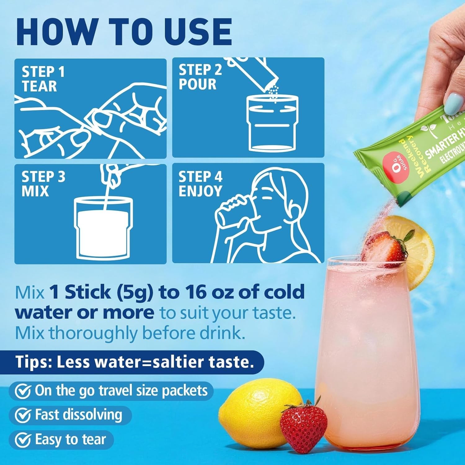 Totaria Sugar-Free Electrolyte Powder Drink Mix, Hydration Variety Packets