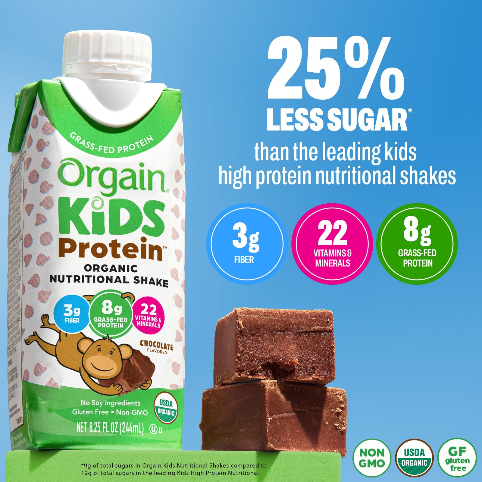 Orgain Organic Kids 8.25 Fl Oz (Pack of 12), Grass Fed Shakes