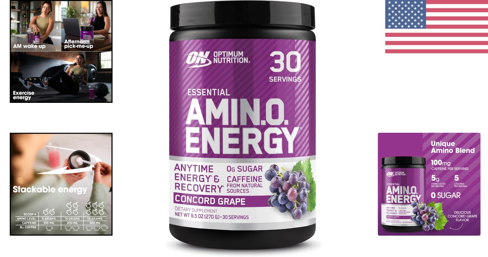 Amino Energy Powder – Keto-Friendly Pre Workout with Green Tea, 30 Servings