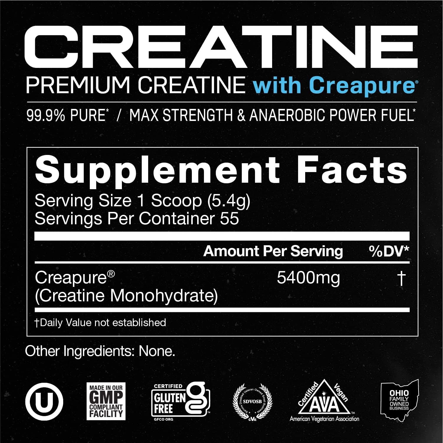 Muscle Feast Creapure Creatine Monohydrate Powder, Vegan Keto Gluten-Free, Unfla